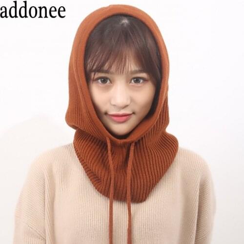 2019 Male And Female Multifunctional Scarf Hat Cashmere Wool Blend Knitted The Neck Hats Winter Soft Warm Solid Color Head Cap