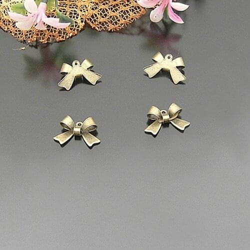 21850)100PCS 15x10MM Antique Bronze Iron Bowknot Connect Charms Diy Jewelry Findings Accessories Wholesale