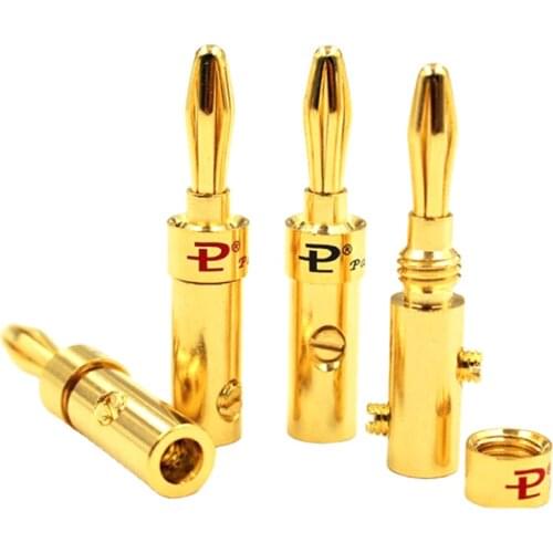 Pailiccs Copper Gold Plated 4mm Banana Plug Audio Adapter Speaker Cable Connector