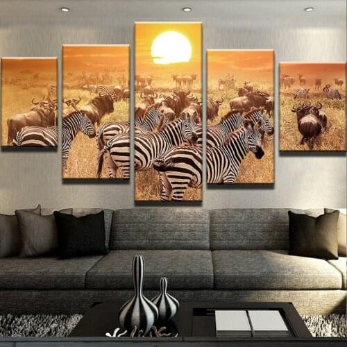 5 Panel Animal Zebra Sunrise diamond painting rhinestone 3d embroidery diamond mosaic full round/square 5d diamond art set