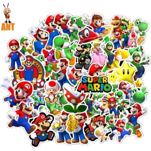50pcs Anime Game Mario Cartoon Stickers Waterproof Case DIY Laptop Guitarre Skateboard toy Bike Travel Luggage Classic toys