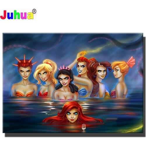 90x130cm Diy Diamond Painting Cartoon Mermaid Diamond Embroidery full square round drill Hobbies & Craft Mosaic Picture Of Rhine