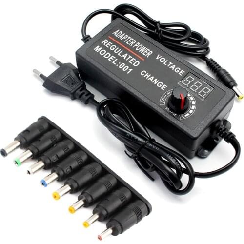 AC DC Lighting Transformer 220V 110V TO 3V 12V 5A Adjustable Switching Power Supply 12 Volt Display Screen Jack Connector 8 Plug