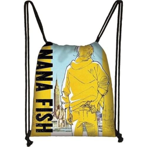 Banana Fish Print Drawstring Bag Boy Girl Storage Bags Teenager Women Men Casual Backpack Unisex Bookbag Travel Bags