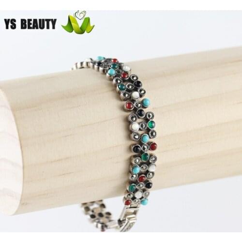 925 sterling silver inlaid color gemstone bracelet fashion girl spring and summer style bracelet holiday gift to his girlfriend