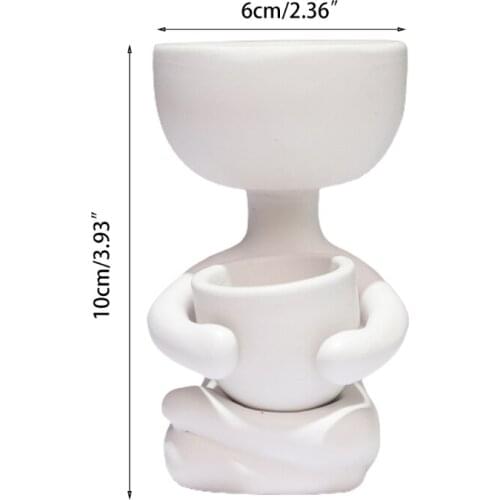 Humanoid Ceramic Flower Pot Sit Position Planter Imitation Flowerpot Planting 37MF