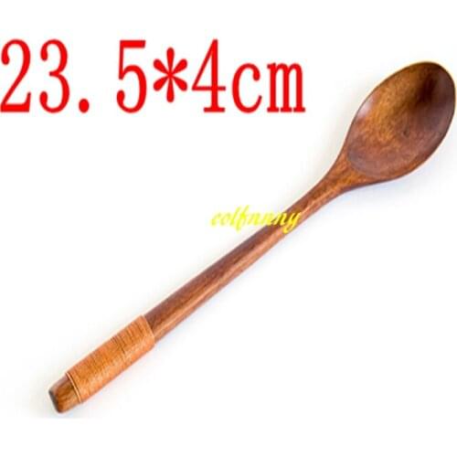 10pcs/lot 23.5*4cm Natural Japanese Style Kitchen Wooden Wood Soup Spoon Healthy Wood Spoon Rice Spoon Children Tableware