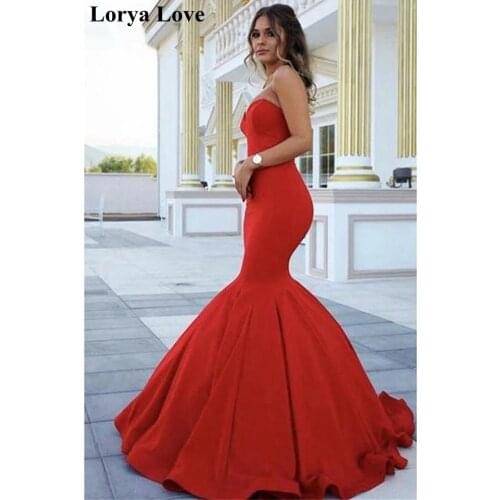 Red Mermaid Long Evening Dresses 2020 Sexy Women Formal Party Night Prom Dress Elegant Robe De Soiree For Wedding Party Dress