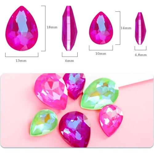 Swarovsky Mocha Fluorescent Crystal Nail Rhinestones 3D Strass Fat Water Drop Stones AB Manicure Nail Art Decoration Charms Gem