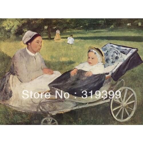 Oil Painting Reproduction on Linen Canvas,Henri Valpincon as a child with a governess by edgar degas ,Free DHL Shipping,handmade