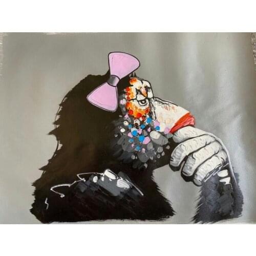 Hand Painted Cool Monkey Canvas Oil Paintings Wall Art for Living Room Home Wall Decor Animals Pictures for Kids Room New