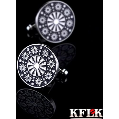 KFLK Jewelry French shirt Fashion cufflinks for mens Brand Black Cuff link Wholesale Button Wedding High Quality guests
