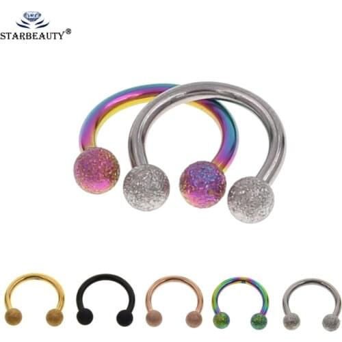 Starbeauty 2Pcs Mix Color 16G Gauge 3mm 316L Surgical Steel Piercing Horseshoe Circular Rings for Nose Eyebrow Lip Ear Stud