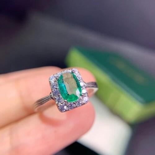 2021 new natural green emerald gemstone ring for women jewelry real 925 silver certified natural gem engagement ring good gift