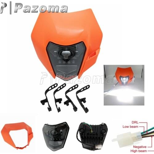 LED Supermoto Headlight Motorbike Headllight Mask Dual Sport Dirt Bike Enduro Headlamp For EXC TPI XC-W Six Days EXC-F SMCR