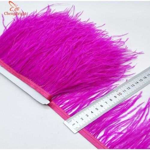 ChengBright Wholesale High Quality 10Yards Rose Natural Ostrich Feather Ribbon Ostrich Feathers Trim Fringe Clothing Decoration