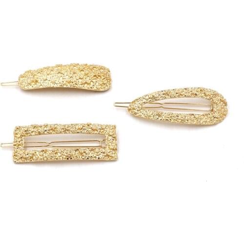 Za Fashion Metal Varved Hair Clip Long Clip Three-Piece Headwear