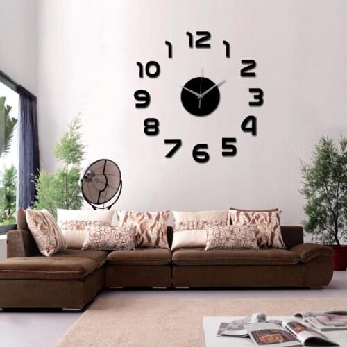 Wall Clock Quartz 3D DIY Big Decorative Kitchen Clocks Acrylic Mirror Stickers Wall Clock Home Letter Home Decor