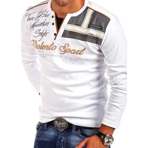 Spring and Summer 2019 New T-shirt Mens Fashion Long Sleeve Leisure Large-Size Printed T-shirt