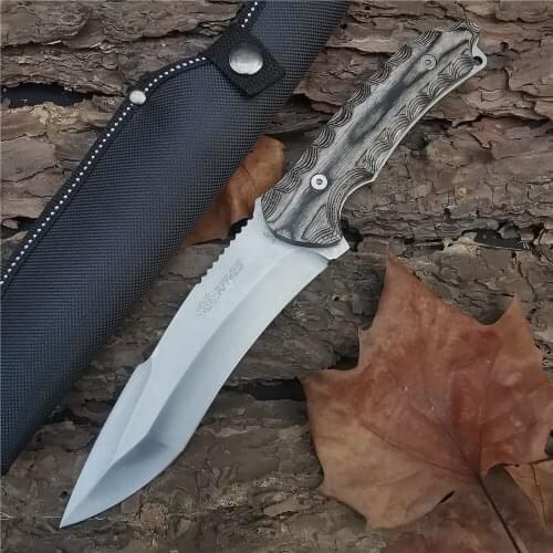 Outdoor Tactical Camping Hunting Survival Pocket Knife Fixed Blade Knife 8Cr13 Blade 57hrc Defensive Straight Knife with Sheath