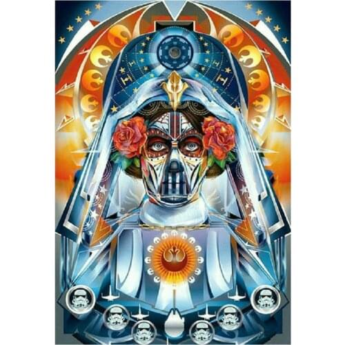 Full square diamond painting skull landscape 3d round diamond mosaic color woman craft sticker