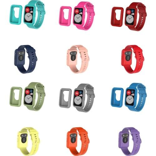 Silicone Soft Edge Protector Case Shell Sleeve Frame Protective Bumper Cover For Huawei Watch Fit Watchband Strap Band Wristband