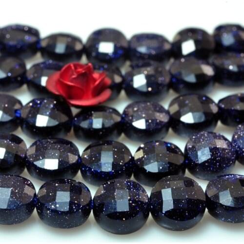 Blue Sandstone Goldstone Faceted Coin Loose Beads Wholesale Gemstone Semi Precious Stone Bracelet Necklace For Jewelry Making