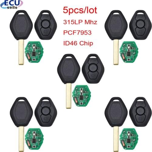 5PCS X 3 Buttons Smart Remote Key 315LP MHZ PCF7953 ID46 Chip for BMW CAS2 5 series E46 E60 E83 E53 E36 E38