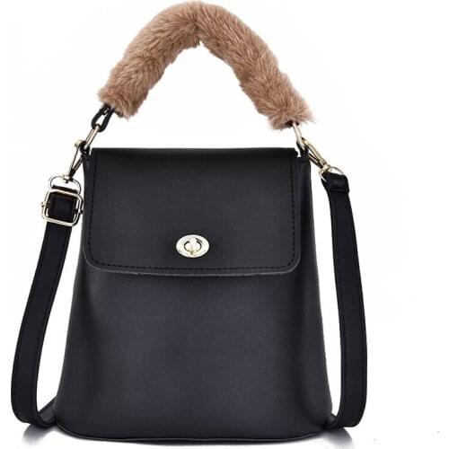 Crossbody Bags for Women Fashion Plush Handbag High Quality PU Leather Bucket Shoulder Bag Lady New