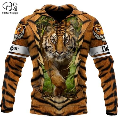 PLstar Cosmos Beautiful Tiger 3D Printed Animal Hoodies Sweatshirts Zip Hooded For Men And Women Casual Streetwear Style-T17