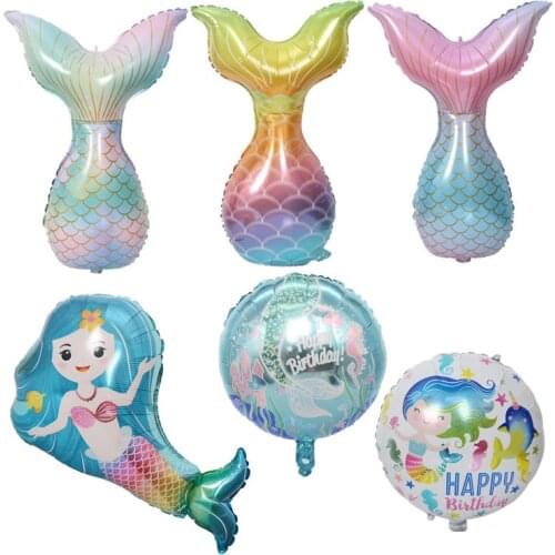 Mermaid balloon color mermaid tail cartoon aluminum foil hydrogen balloon mermaid wedding birthday party decoration balloon