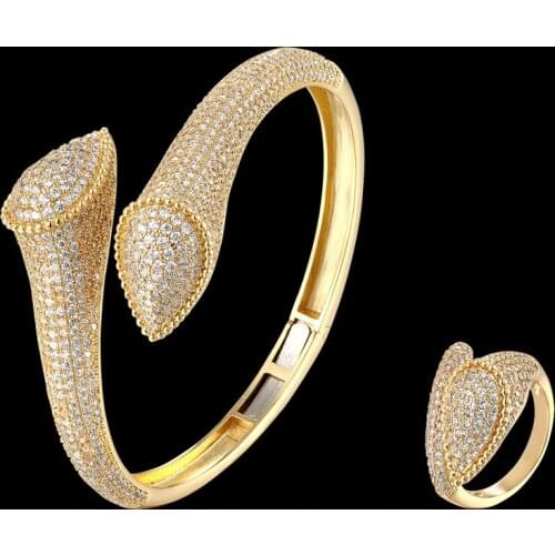 Zlxgirl jewlery Cubic Zirconia copper Bracelets with rings for wedding jewelry sets Luxury Brand Bangles Jewelry free shipping