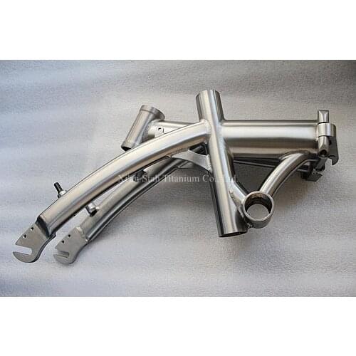 Titanium Ti-3AL/2.5V Folding Bicycle Frame + Rear Fork for 412mm Bike Wheel Glossy / Matte Surfaces for Option