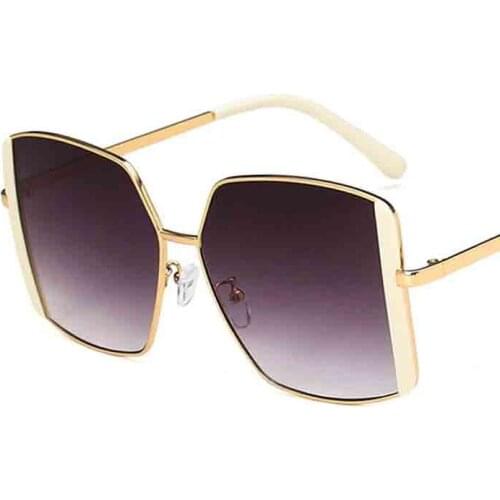 Oversized Square Women Sunglasses Metal Big Frames Female Vintage Shading Sun Glasses Fashion Gradient Eyewear UV400 AG59