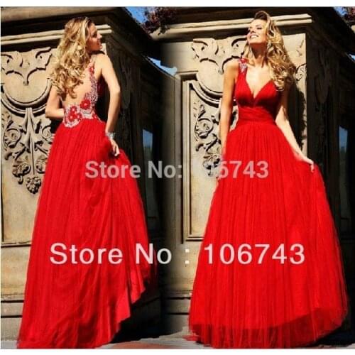 Vestido de festa 2018 new evening backless flowers red long handmade beaded party prom gown chiffon Mother of the Bride Dresses