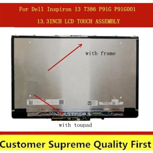 13" For Dell Inspiron 7386 P91G P91G001 FHD UHD KJ4T3 LCD Display Glass Touch Screen Digitizer Assembly With Frame