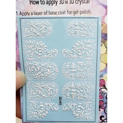 1pc 3D Acrylic Engraved Flower Nail Sticker Embossed wave Nail Water Decals Fashion Empaistic Nail Water Slide Decorations Z084