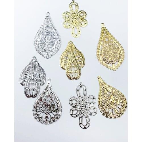 10pcs Metal Crafts Filigree drop Wraps Connectors Antique Diy Embellishment For earring
