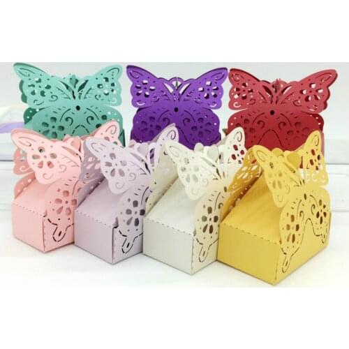 50pcs Laser Cut Wedding Favors Candy Boxes Butterfly DIY Gifts Box For Wedding Bridal Birthday Shower Party Decors 5zSH147