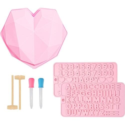 7PCS Love Heart Shape&number Silicone Molds Set DIY Cake Fondant ice Cube Chocolates Molds for Bakeware tool