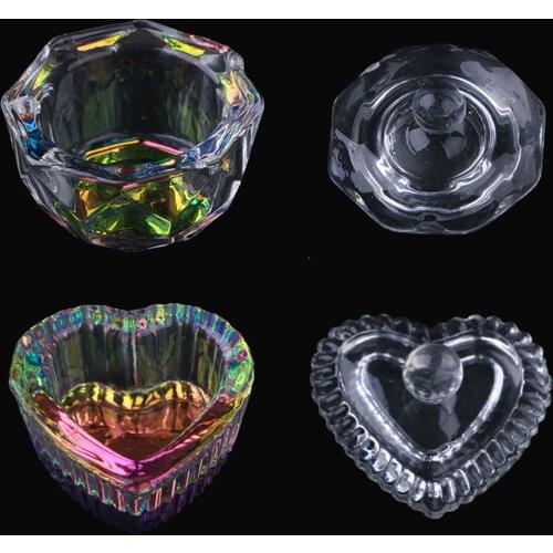 Acrylic Liquid Powder Dappen Dish Crystal with Lid Manicure Care Tools