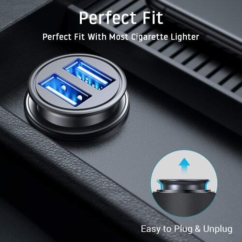 USB Car Charger Quick Charge 12-24V 2.4A Dual Slot Universal for Mobile Phone Charging USB Car Lighter Car-charger Adapter