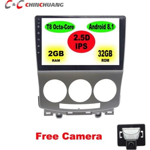 Free Reverse Camera lPS 2.5D Screen 8-core Android 8.1 Car DVD Player for Mazda 5 2005-2010 Radio Head Unit GPS Navigation DVR