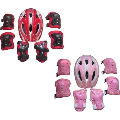Kids Children Roller Skates Bike Safety Helmet Knee Elbow Wrist Guard Pad Set