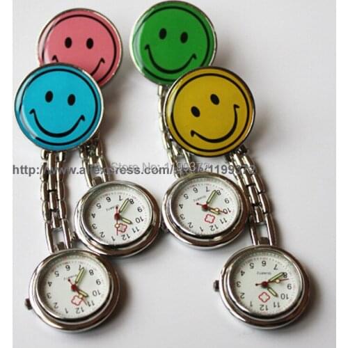 DHL Free shipping 100pcs/lot lovely personality smile nurse watch nurse brooch quartz watch matal pocket watches