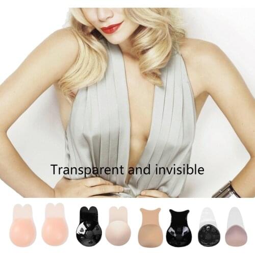Women Push Up Bras for Self Adhesive Silicone Strapless Invisible Bra Reusable Sticky Breast Lift Up Tape Kawaii Rabbit Bra Pads