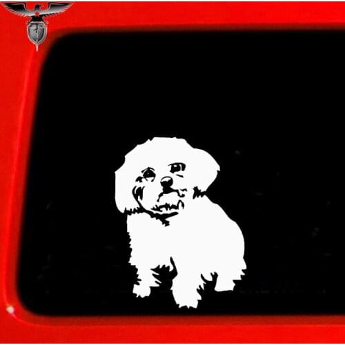 EmpireYing 3 Sizes 8 Colors Naughty Docile Pet Animals Bichon Frise Dog Car Sticker Laptop Decor Reflective Vinyl Decal Gifts