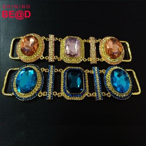 Customized colorful rhinestone Rhinestone Connector Bikini Connector For Swimming Wear Shoe Buckle Invitation