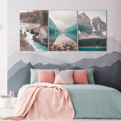 Scandinavian Travel Landscape Canvas Painting Mountain Lake Nordic Poster and Print Wall Art Picture Modern Living Room Decor