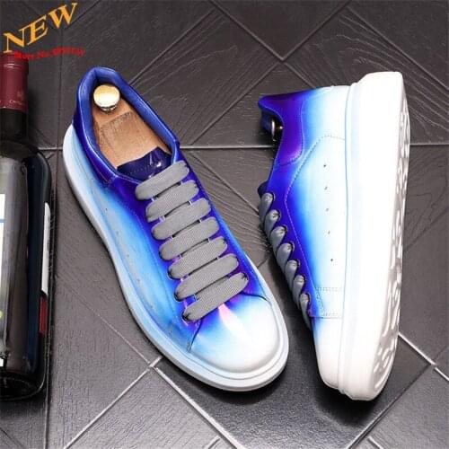 Patent Leather Luxury Men Shoes Sneakers Hip Hop Height Increasing Platform Casual Flats Zapatillas Hombre